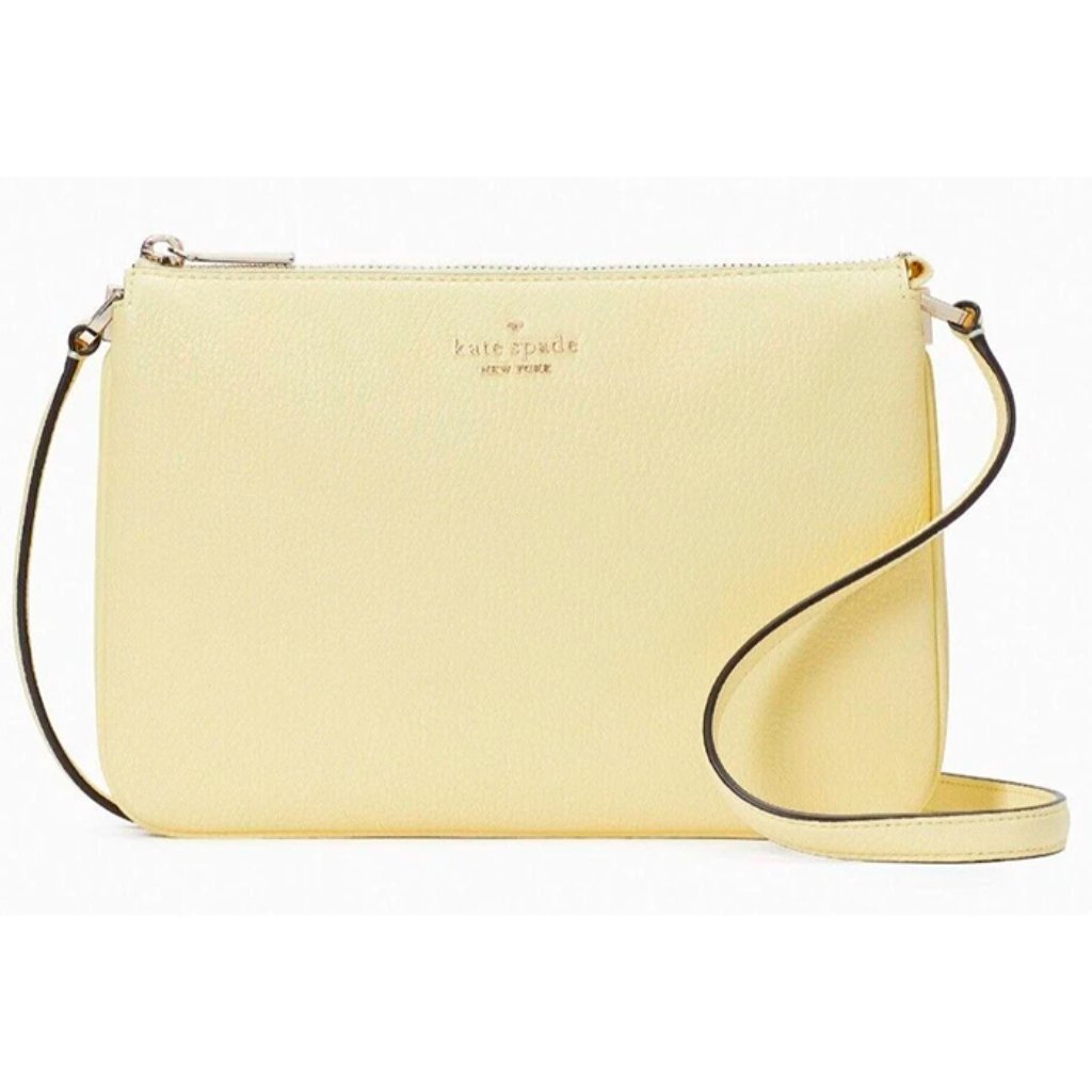 S Kate Spade Leila Triple Gusset Pale Yellow Leather Crossbody Nwt Wkr00448 $279